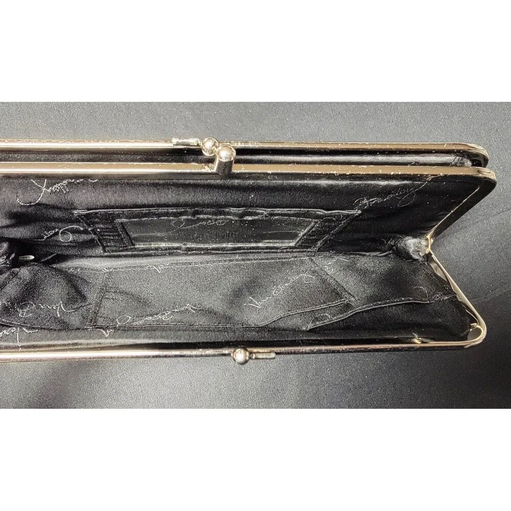 Vera Bradley Cafe Latte Clutch Bag Silver Hardware Snap Close 8x4 in